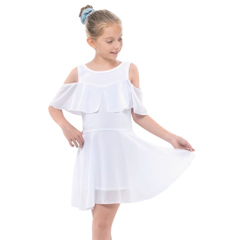 Kids  Shoulder Cutout Chiffon Dress