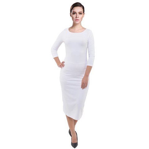 Quarter Sleeve Midi Velour Bodycon Dress