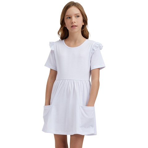 Kids  Frilly Sleeves Pocket Dress
