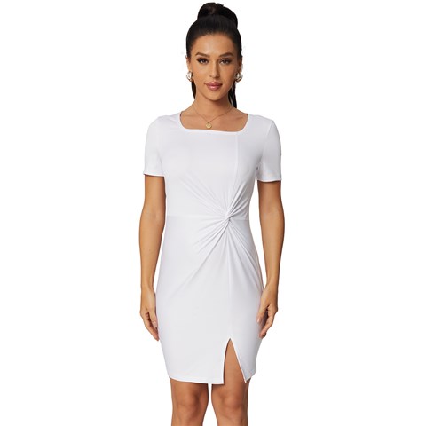 Fitted Knot Split End Bodycon Dress