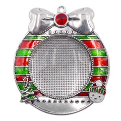 Metal X Mas Ribbon With Red Crystal Round Ornament