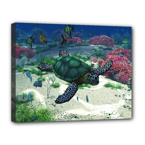 Sea Turtle Canvas 14  X 11  (stretched) by gatterwe