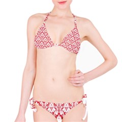 Poppy Red Damask Pattern Bikini Set by Zandiepants