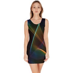 Abstract Rainbow Lily, Colorful Mystical Flower Bodycon Dress by DianeClancy