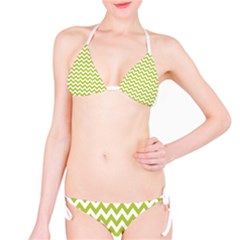 Spring Green And White Zigzag Pattern Bikini by Zandiepants