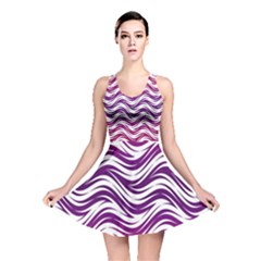 Purple Waves Pattern Reversible Skater Dress by LalyLauraFLM