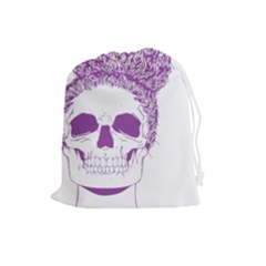 Purple Skull Bun Up Drawstring Pouch (large) by vividaudacity