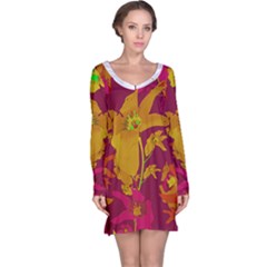 Tropical Hawaiian Style Lilies Collage Long Sleeve Nightdress by dflcprintsclothing