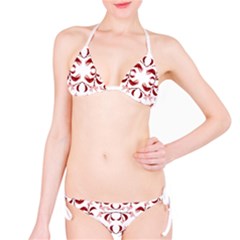 Floral Print Modern Pattern In Red And White Tones Bikini by dflcprintsclothing