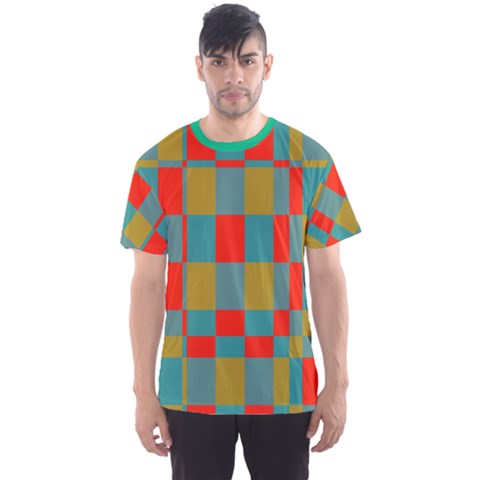 Squares In Retro Colors Men s Sport Mesh Tee by LalyLauraFLM