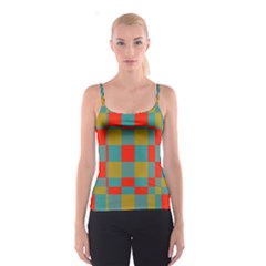 Squares In Retro Colors Spaghetti Strap Top by LalyLauraFLM