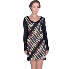 Tribal Style Ornate Grunge Pattern  Long Sleeve Nightdress by dflcprintsclothing