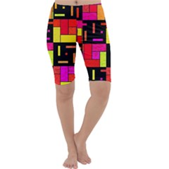 Squares And Rectangles Cropped Leggings  by LalyLauraFLM