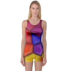 3d Colorful Shapes Women s Boyleg Swimsuit by LalyLauraFLM