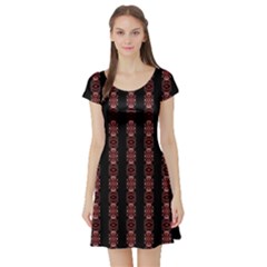 Tribal Ornate Geometric Pattern Short Sleeved Skater Dress by dflcprintsclothing