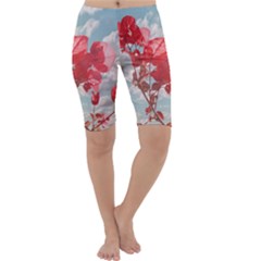 Flowers In The Sky Cropped Leggings  by dflcprintsclothing