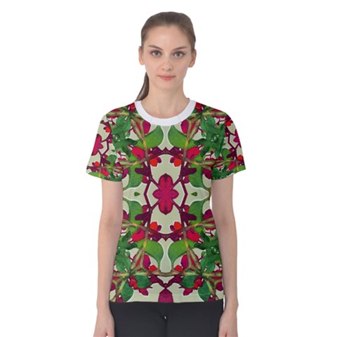 Floral Print Colorful Pattern Women s Cotton Tee by dflcprintsclothing