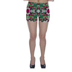 Floral Print Colorful Pattern Skinny Shorts by dflcprintsclothing