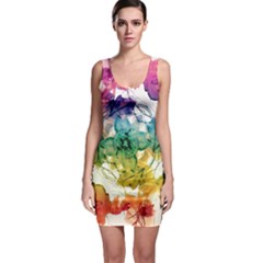 Multicolored Floral Swirls Bodycon Dress by dflcprintsclothing