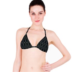 Futuristic Dark Hexagonal Grid Pattern Design Bikini Top by dflcprintsclothing