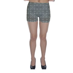 Silver Intricate Arabesque Pattern Skinny Shorts by dflcprintsclothing