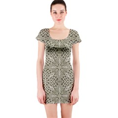 Silver Intricate Arabesque Pattern Short Sleeve Bodycon Dress by dflcprintsclothing