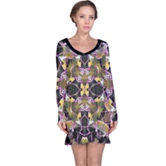 Geometric Grunge Pattern Print Long Sleeve Nightdress by dflcprintsclothing