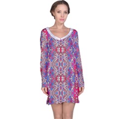 Colorful Ornate Decorative Pattern Long Sleeve Nightdress by dflcprintsclothing