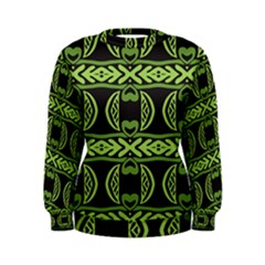 Green Shapes On A Black Background Pattern Sweatshirt by LalyLauraFLM