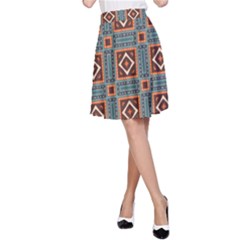 Squares Rectangles And Other Shapes Pattern A-line Skirt by LalyLauraFLM