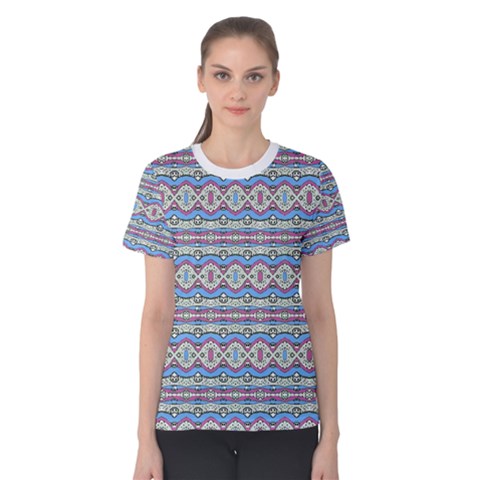 Aztec Style Pattern In Pastel Colors Women s Cotton Tee by dflcprintsclothing