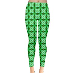 Green Abstract Tile Pattern Leggings  by creativemom