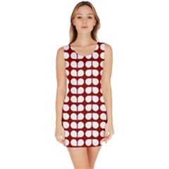 Red And White Leaf Pattern Bodycon Dress by GardenOfOphir