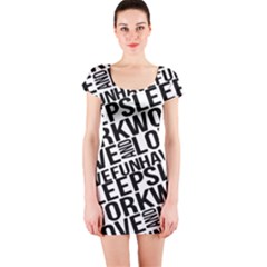 Sleep Work Love And Have Fun Short Sleeve Bodycon Dress by dflcprintsclothing