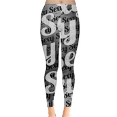 Sexy Text Typographic Pattern03 Leggings  by dflcprintsclothing