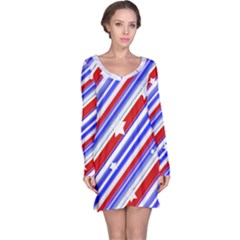 Usa Pattern Print Long Sleeve Nightdress by dflcprintsclothing