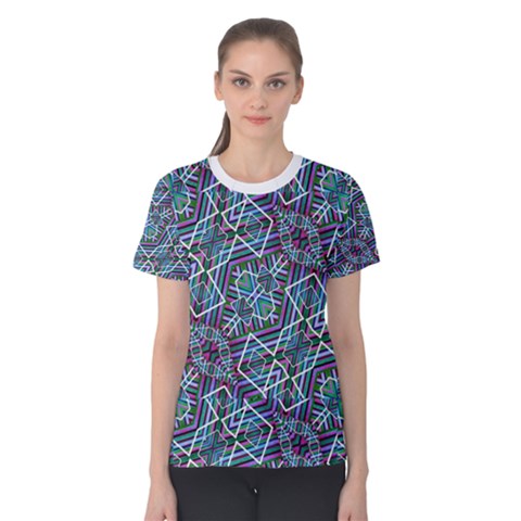 Colorful Geometric Print Women s Cotton Tee by dflcprintsclothing