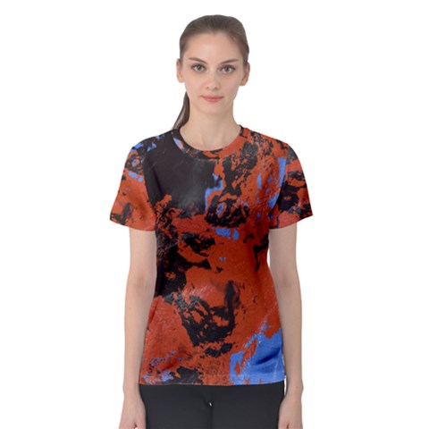 Orange Blue Black Texture Women s Sport Mesh Tee by LalyLauraFLM