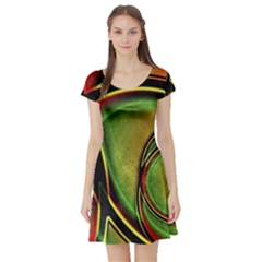 Multicolored Abstract Print Short Sleeve Skater Dress by dflcprintsclothing