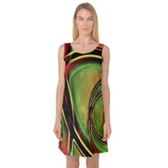 Multicolored Abstract Print Sleeveless Satin Nightdress by dflcprintsclothing