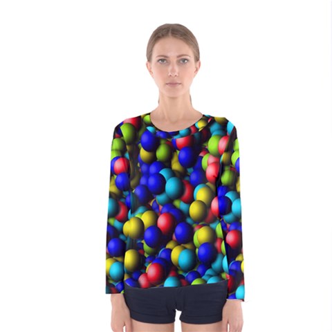 Colorful Balls Women Long Sleeve T-shirt by LalyLauraFLM