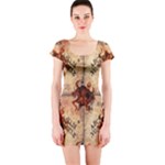 Here There Be Monsters Talking Board Short Sleeve Bodycon Dress