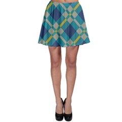 Squares And Stripes Patternskater Skirt by LalyLauraFLM