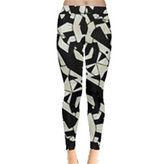 Black And White Print Leggings  by dflcprintsclothing