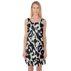 Black And White Print Sleeveless Satin Nightdress by dflcprintsclothing