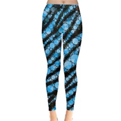 Bright Blue Tiger Bling Pattern  Leggings  by OCDesignss