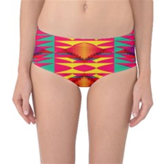 Colorful Tribal Texture Mid-waist Bikini Bottoms by LalyLauraFLM