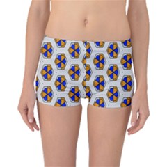 Orange Blue Honeycomb Pattern Boyleg Bikini Bottoms by LalyLauraFLM