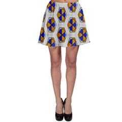 Orange Blue Honeycomb Patternskater Skirt by LalyLauraFLM