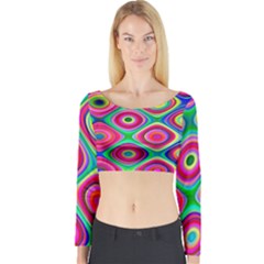Psychedelic Checker Board Long Sleeve Crop Top (tight Fit) by KirstenStar